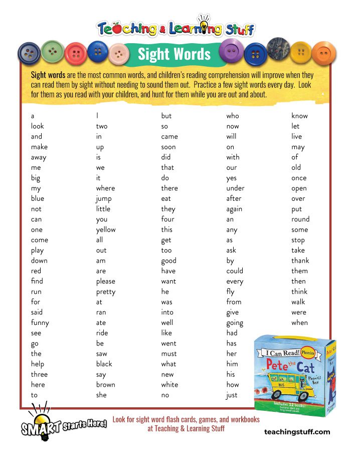 Mastering sight words can improve children's reading comprehension.